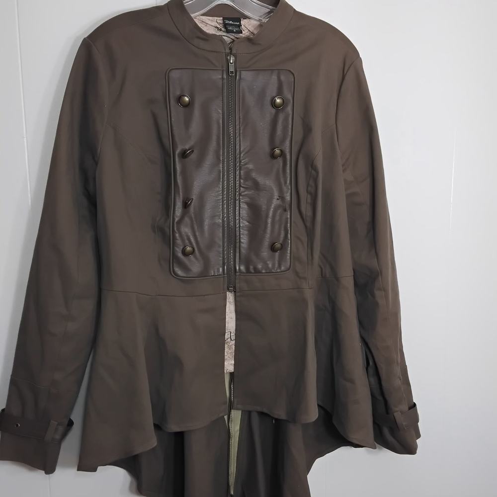 Disney Women's Brown button Faux Leather Front Jacket